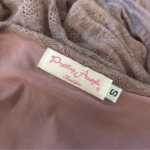 Pretty angel linen blend Elegant Pink Ruffled Women's Top S - Picture 5 of 10